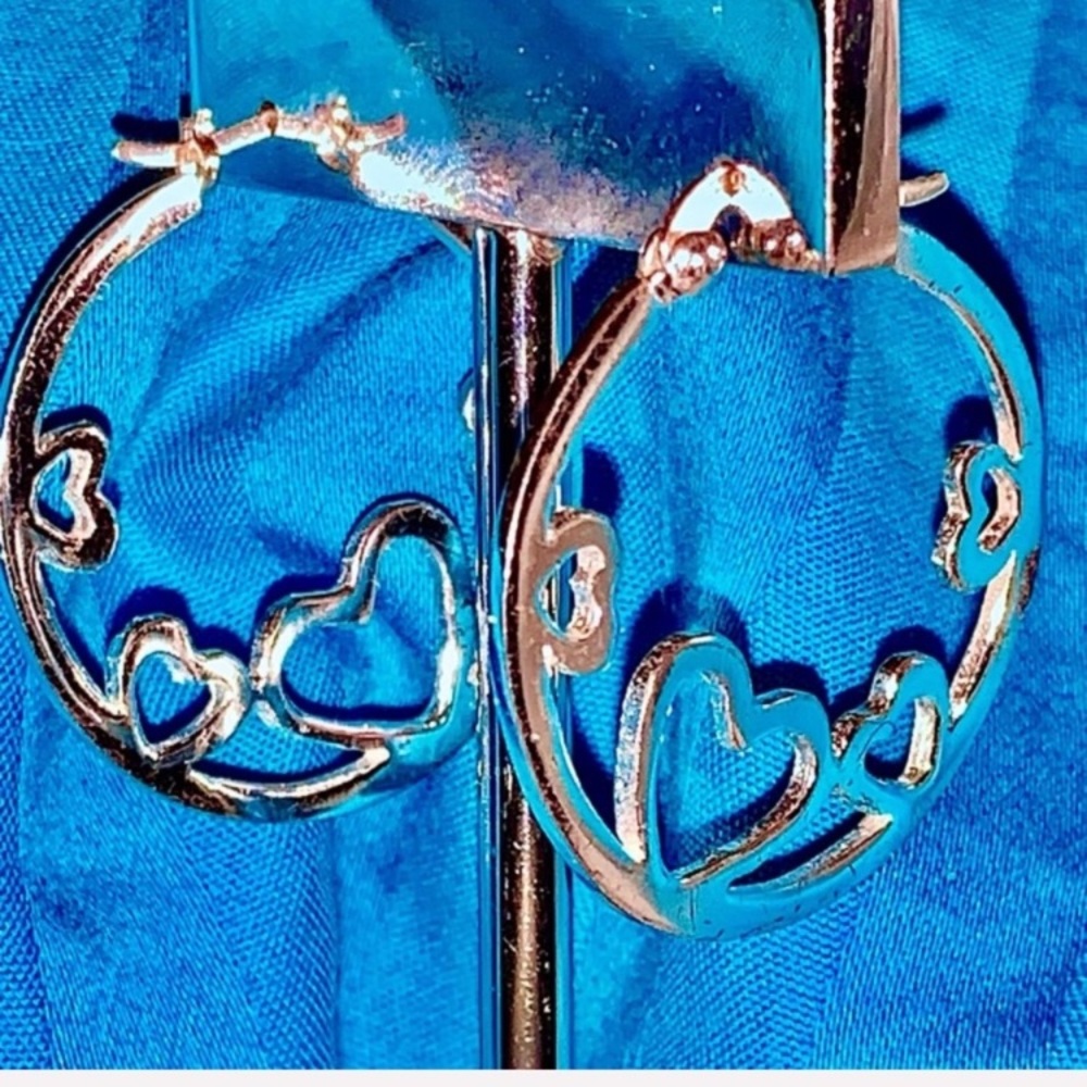 Valentines Hearts & Hoops Love Earrings 925SS